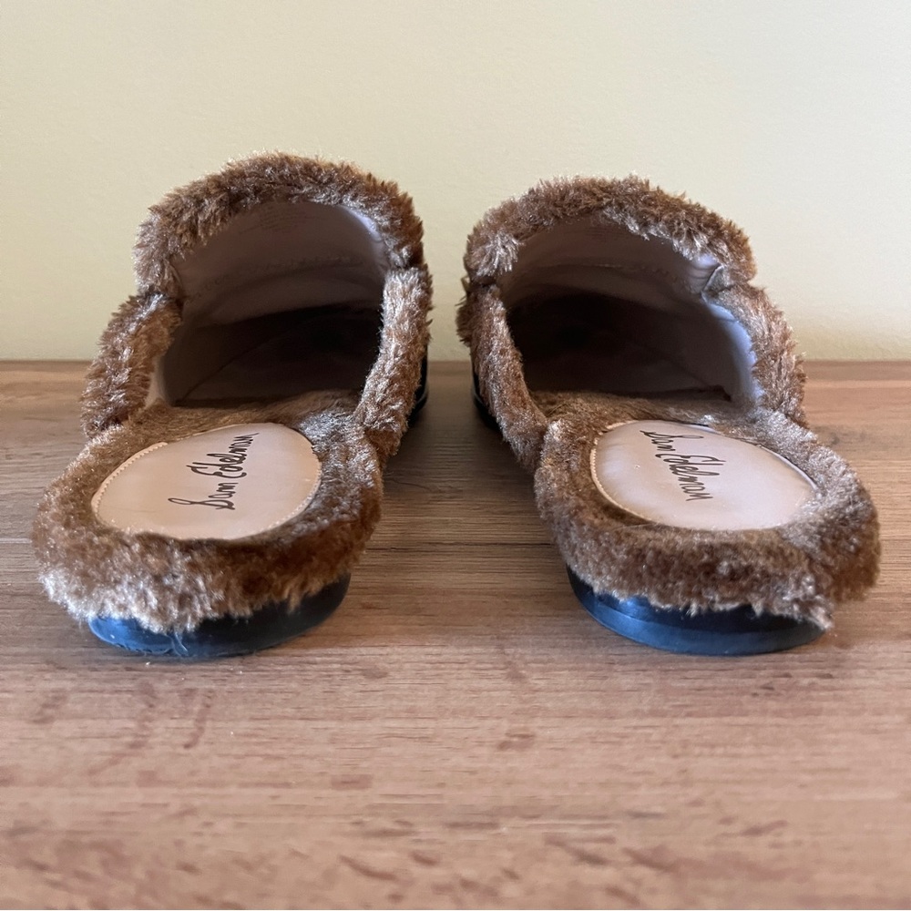 SAM EDELMAN Danica Tapestry Horsebit Fur-Lined Slip On Mule Loafer Flats Size 11 - Picture 11 of 14
